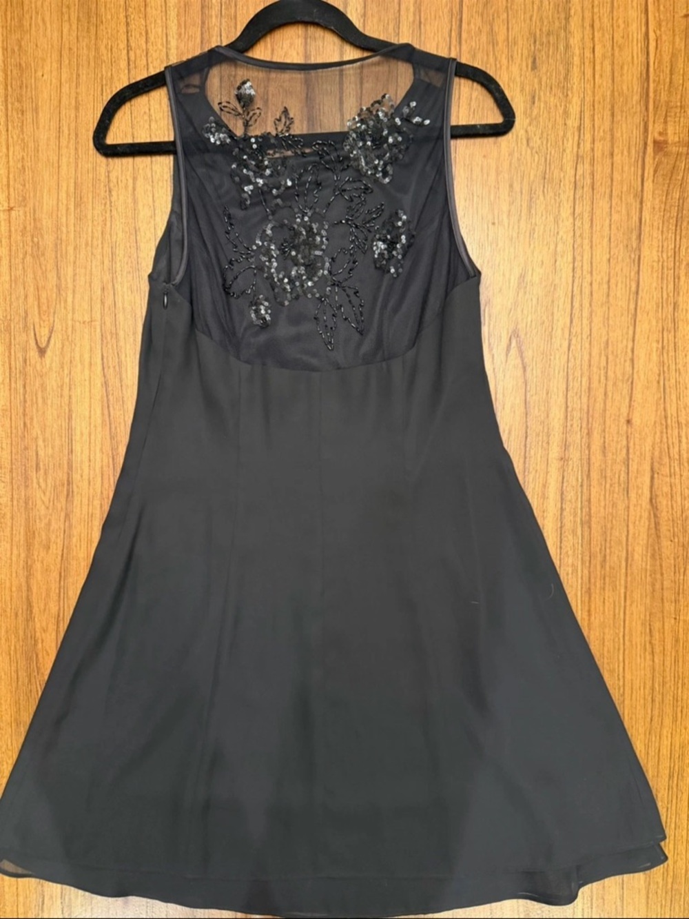 Vintage Jessica Howard Black Beaded Mesh Cocktail Dress Petite 10